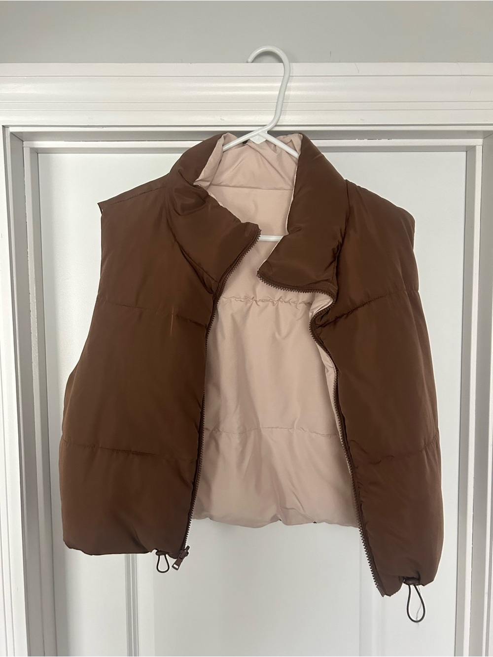 Reversible Brown & Cream Puffer Vest